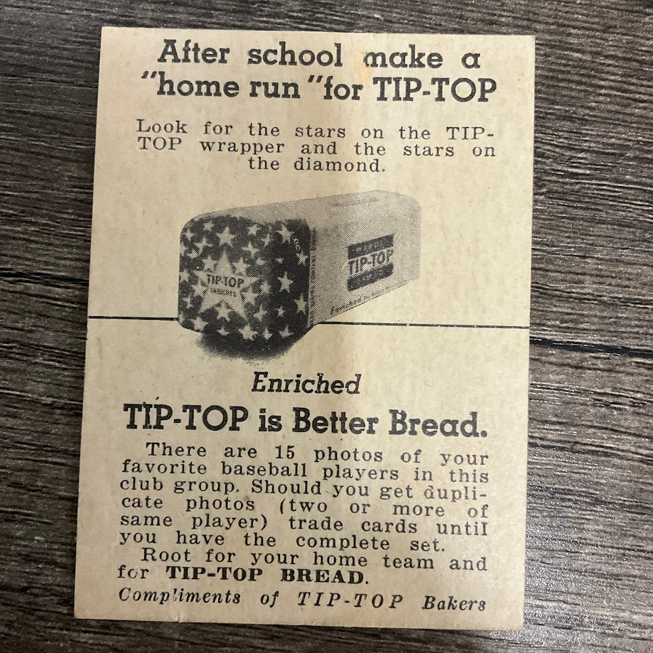 Ervin Dusak 1947 Tip-Top Bread Baseball St. Louis Cardinals
