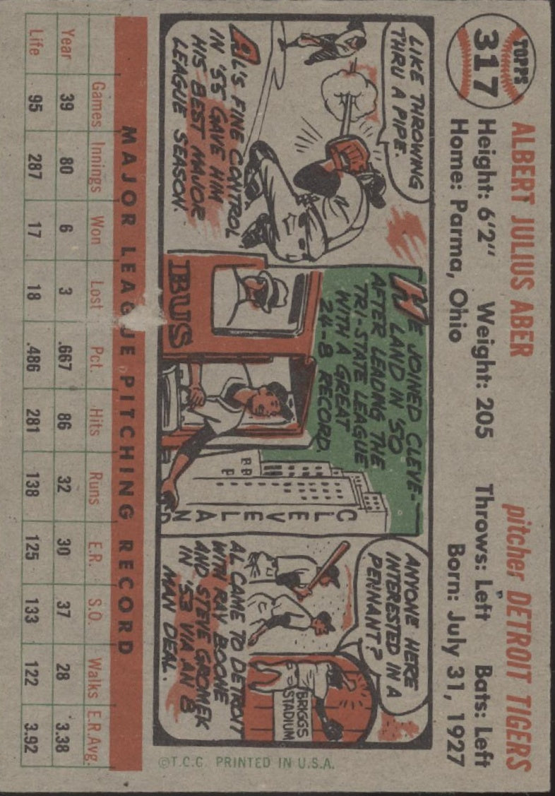 Al Aber 1956 Topps #317 Detroit Tigers VG-EX