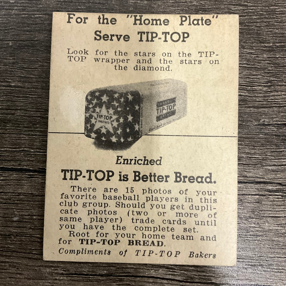 Jerry Witte 1947 Tip-Top Bread Baseball St. Louis Browns