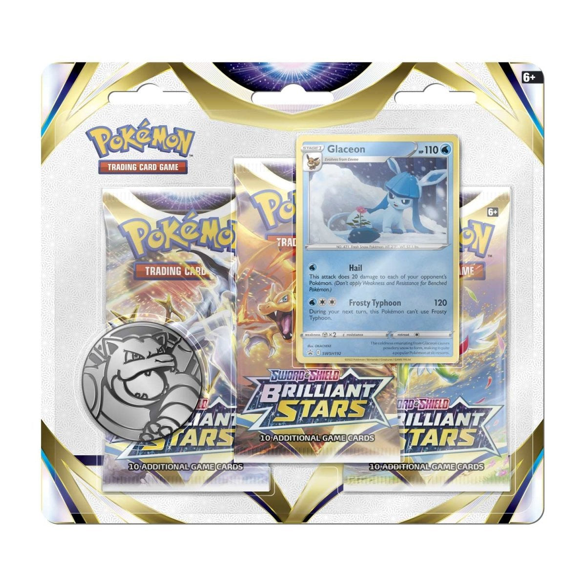 Pokemon: Sword & Shield Brilliant Stars 3-Pack Blister (Glaceon)