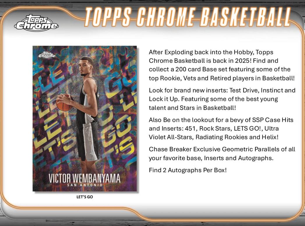 2024 - 25 Topps Chrome Basketball Breaker Delight Box - Collector Store LLC