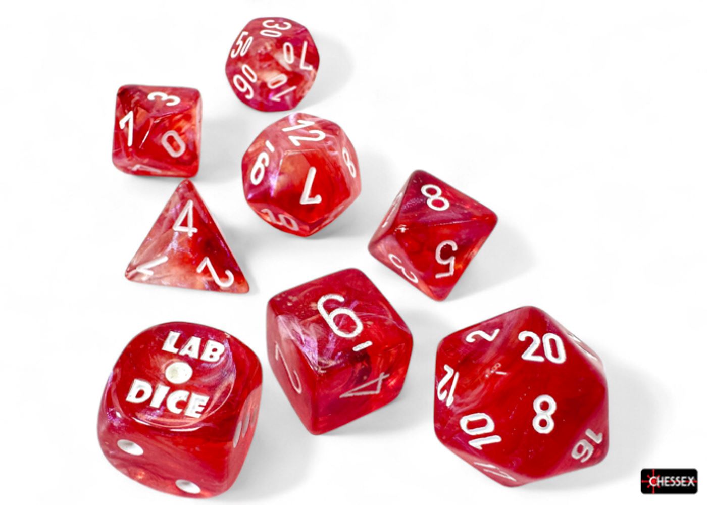Chessex: Borealis Passion/White Luminary Polyherdal 7-Dice Set