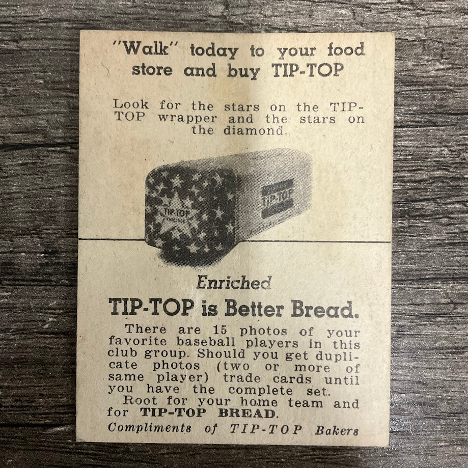 John Berardino 1947 Tip-Top Bread Baseball St. Louis Browns