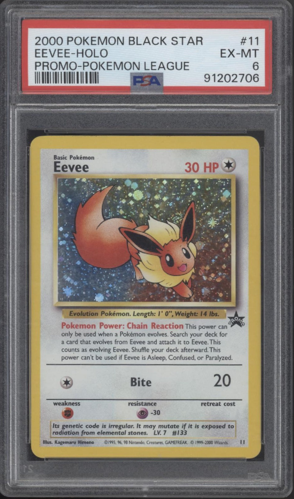 Eevee Pokemon League Black Star Promo Holo #11 PSA 6