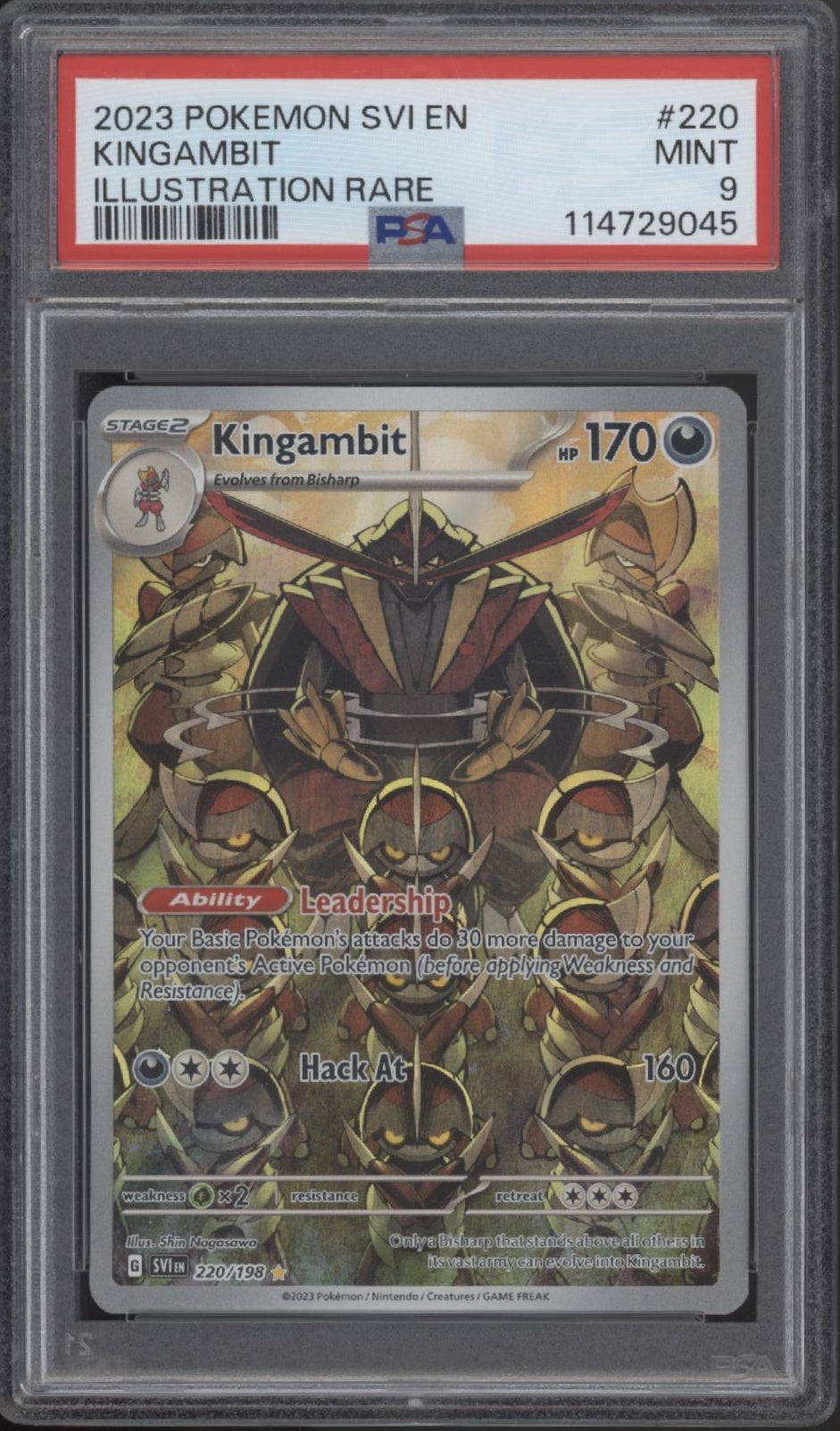 Kingambit Pokemon Scarlet & Violet Illustration Rare #220 PSA 9