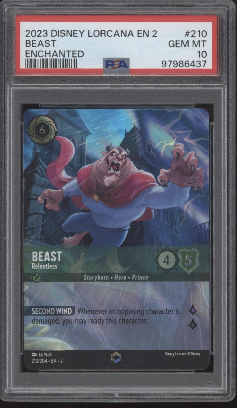 Beast Disney Lorcana Rise of the Floodborn #210 PSA 10