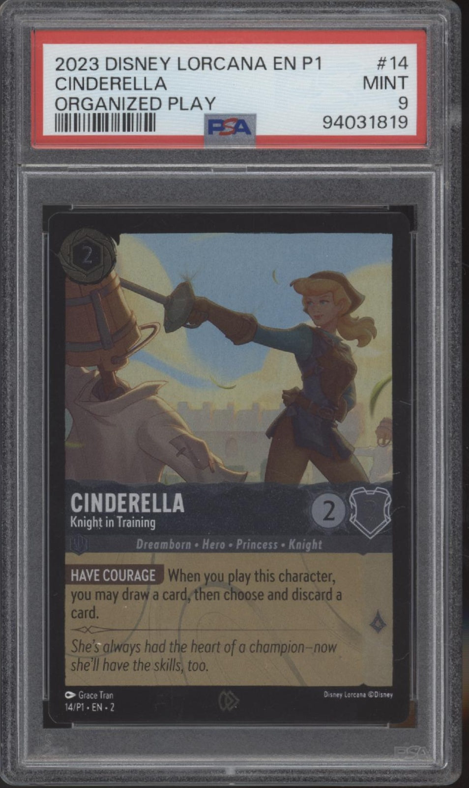 Cinderella Disney Lorcana Organized Play #14 PSA 9