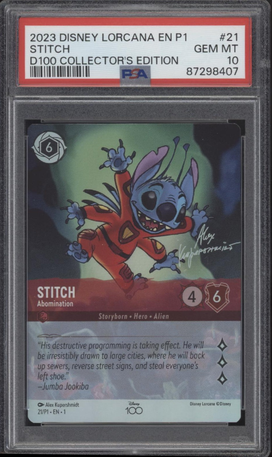 Stitch Disney Lorcana D100 Collector's Edition #21 PSA 10