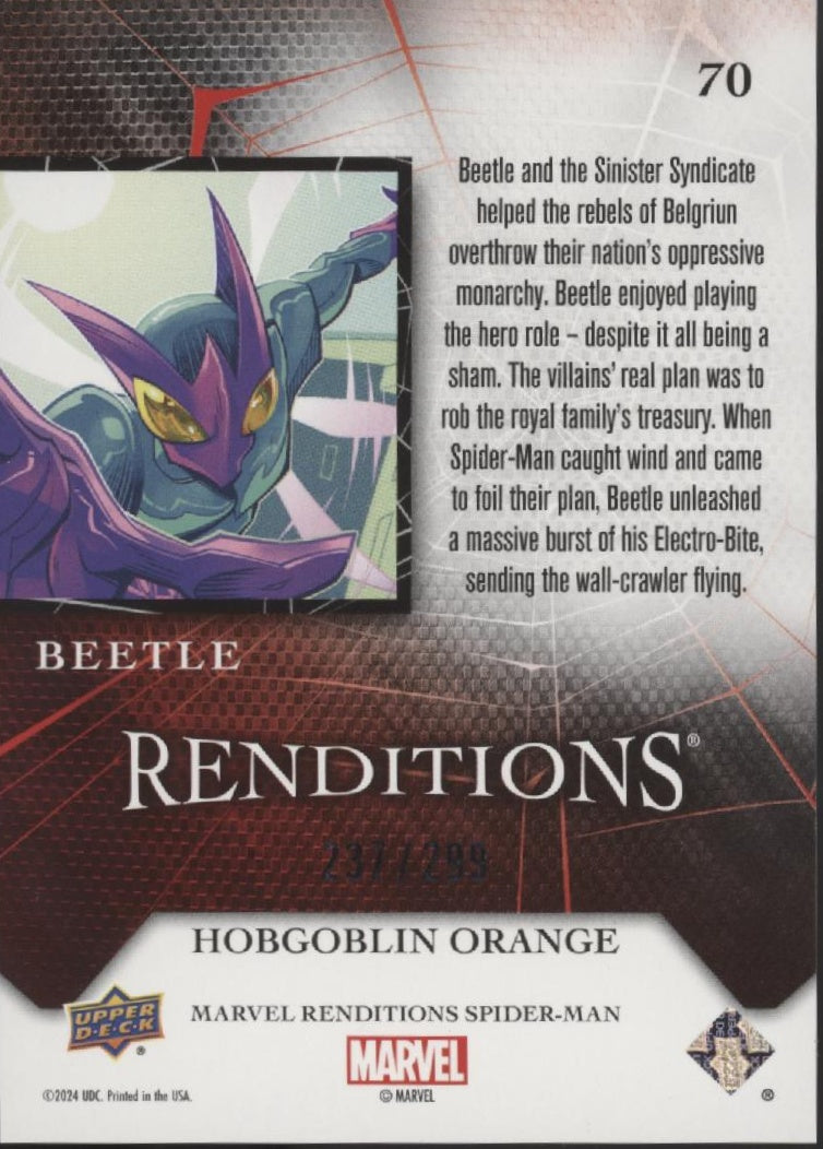Beetle 2024 Upper Deck Marvel Renditions Spider-Man Hobgoblin Orange 237/299