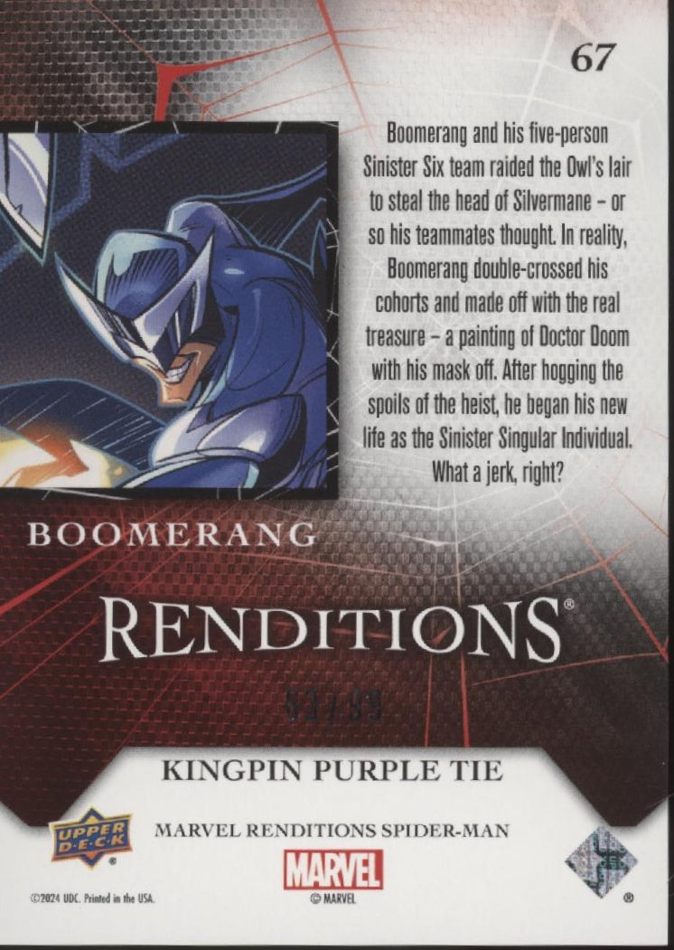 Boomerang 2024 Upper Deck Marvel Renditions Spider-Man Kingpin Purple Tie 63/99