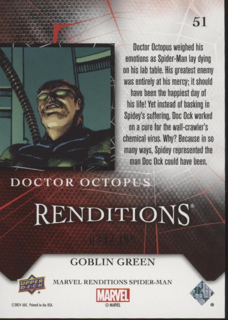 Doctor Octopus 2024 Upper Deck Marvel Renditions Spider-Man Goblin Green 033/399