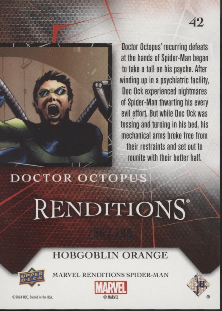 Doctor Octopus 2024 Upper Deck Marvel Renditions SpiderMan Hobgolbin Orange /299