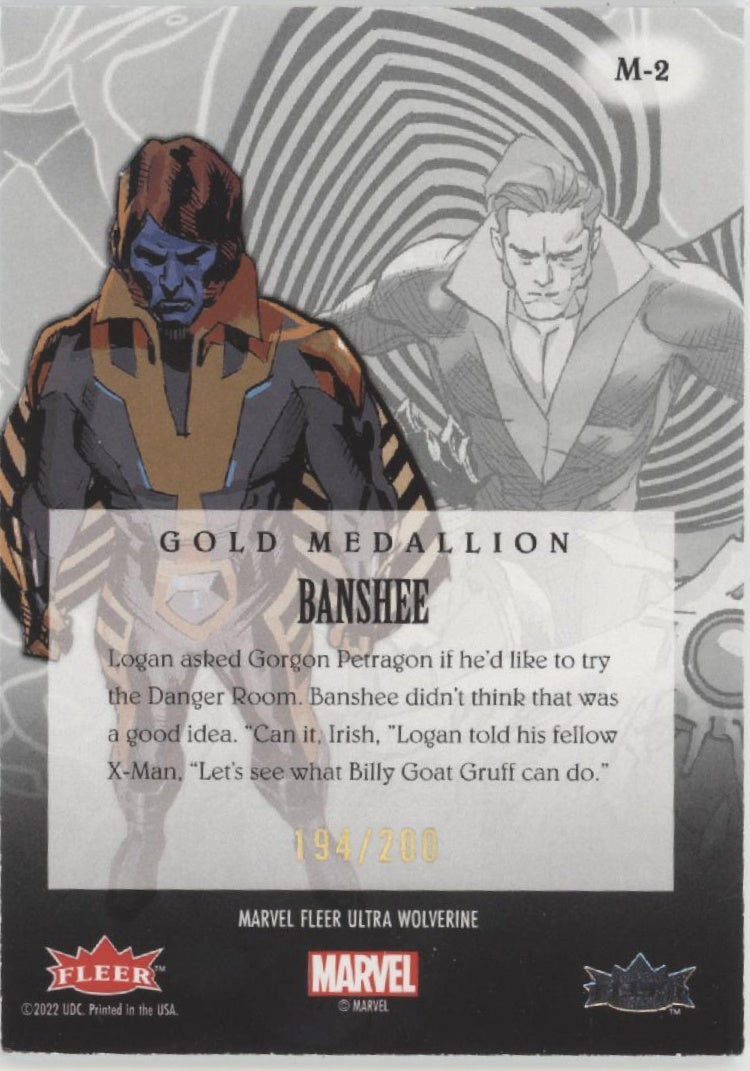 Banshee 2022 Fleer Marvel Ultra Wolverine Gold Medallion 194/200 #M-2