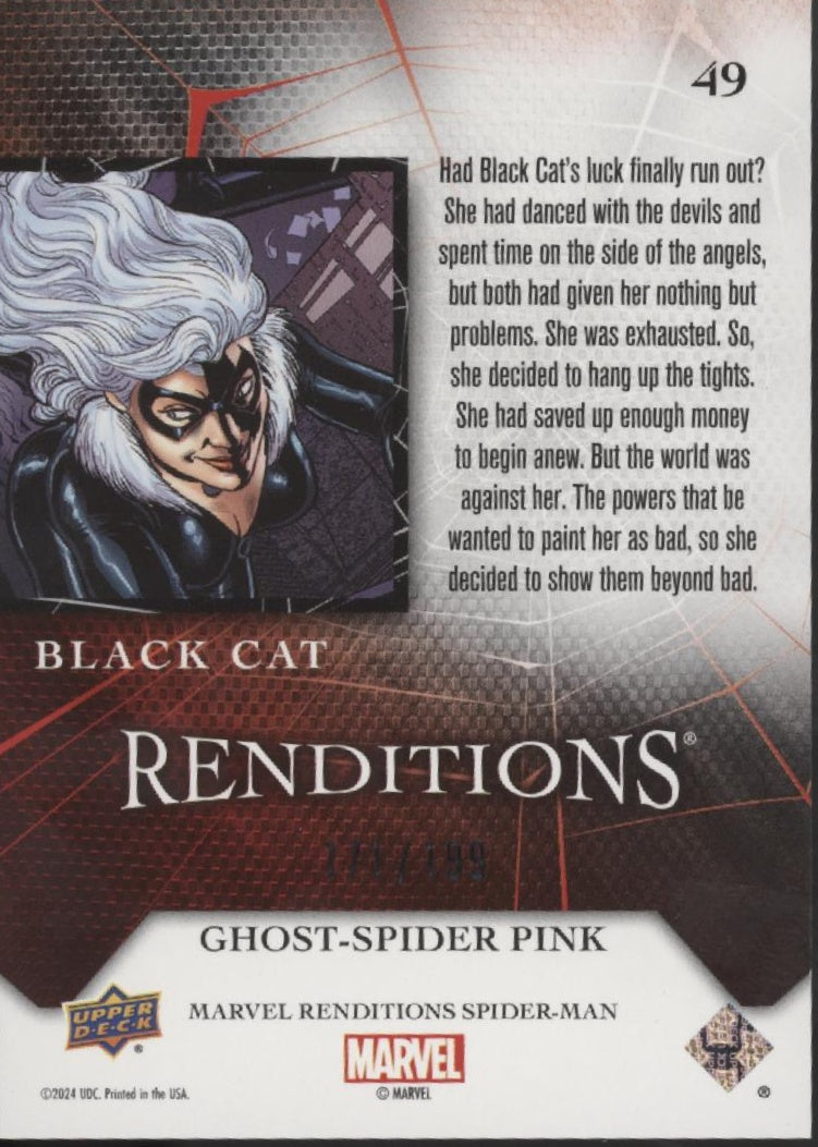 Black Cat 2024 Upper Deck Marvel Renditions Spider-Man Ghost-Spider Pink 171/199
