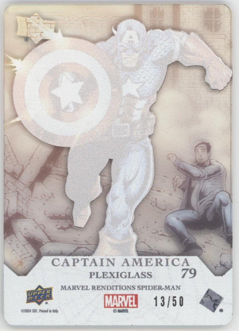 Captain America 2024 Upper Deck Marvel Renditions Spider-Man Plexiglass 13/50
