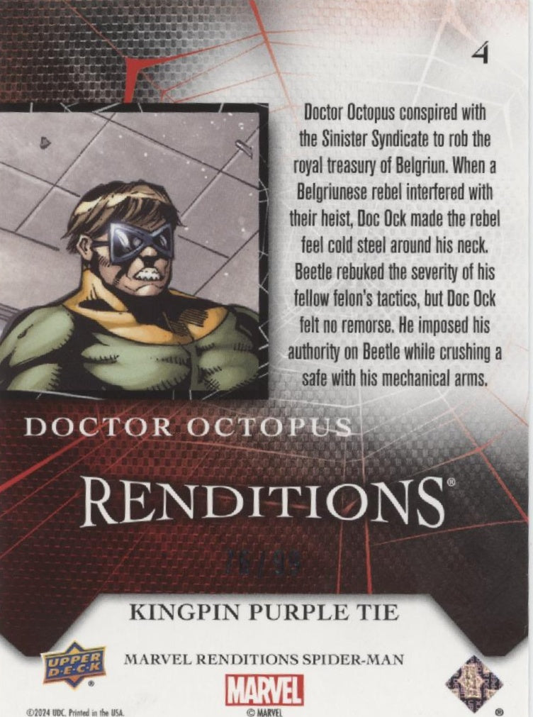 Doctor Octopus 2024 Upper Deck Marvel Renditions Spider-Man Kingpin Purple /99