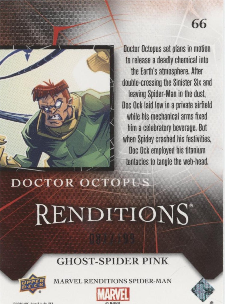 Doctor Octopus 2024 Upper Deck Marvel Renditions SpiderMan GhostSpider Pink /199