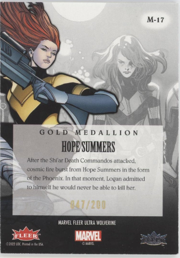 Hope Summers 2022 Fleer Marvel Ultra Wolverine Gold Medallion 047/200 #M-17