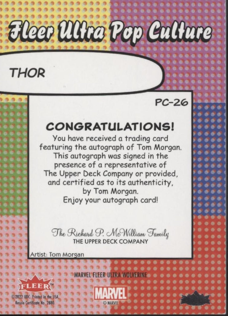 Thor 2022 Fleer Ultra Wolverine Pop Culture Auto 40/40 #PC-26