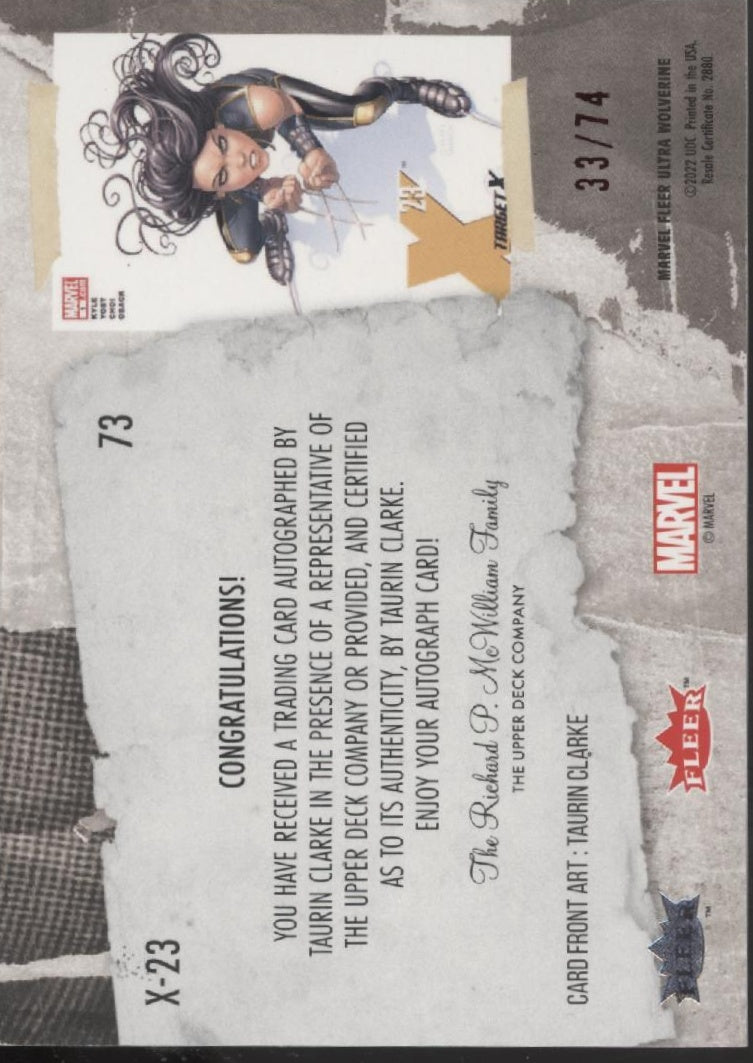 X-23 2022 Fleer Ultra Wolverine Red 33/74 #73