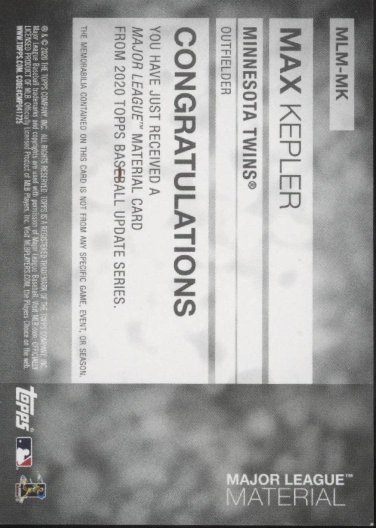 Max Kepler 2020 Topps Update Series Major League Material Swatch #MLM-MK