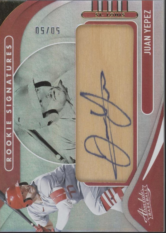 Juan Yepez 2022 Panini Absolute Rookie Signatures Bat Relic Auto 50/50 #124