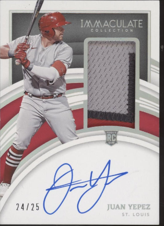 Juan Yepez 2022 Panini Immaculate Collection Swatch RC Auto 24/25 #161