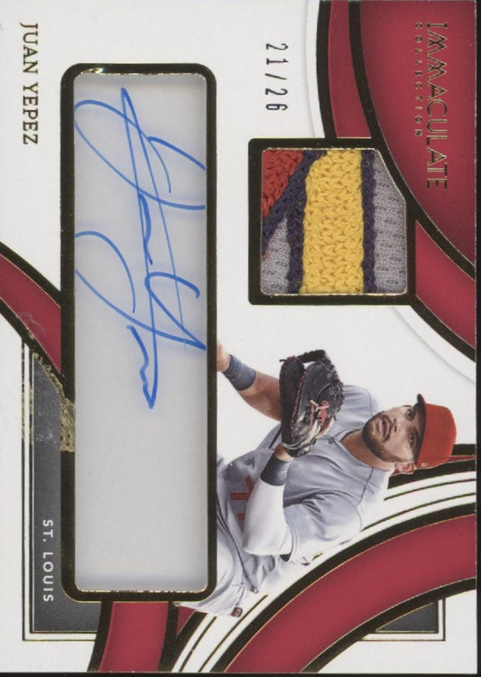 Juan Yepez 2022 Panini Immaculate Collection Swatch RC Auto 21/26 #ICP-JY