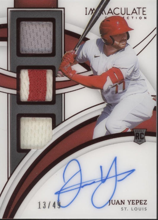 Juan Yepez 2022 Panini Immaculate Collection Swatch RC Auto 13/49 RTMS-JY