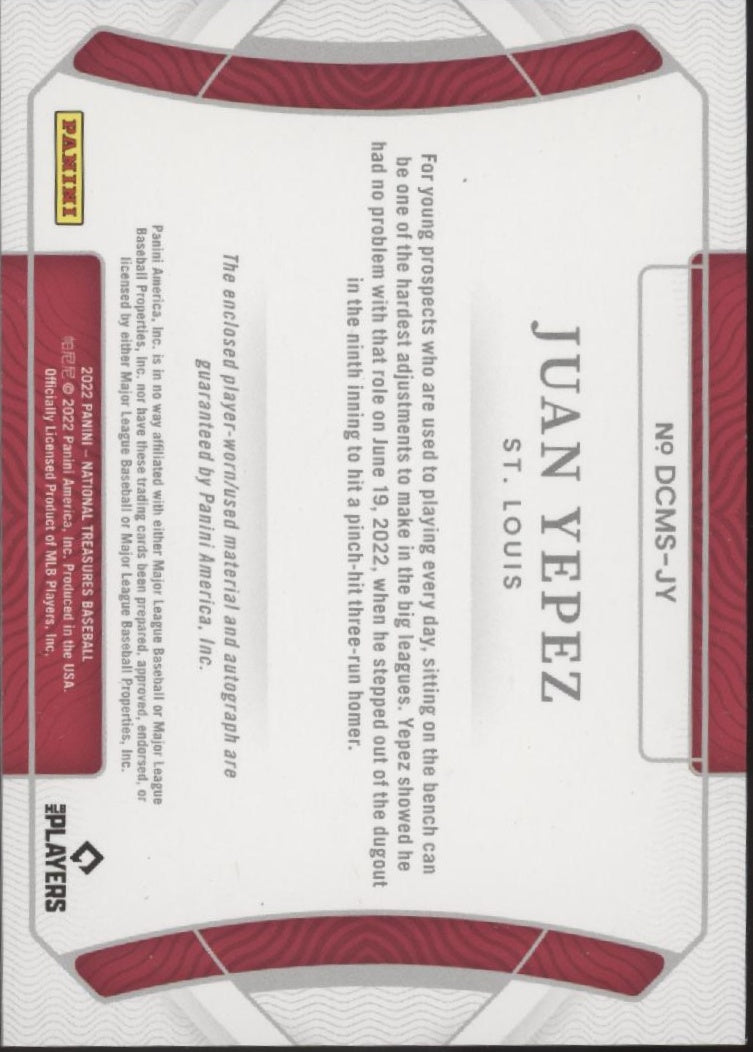 Juan Yepez 2022 National Treasures Die-Cut RC Auto 49/49 #DCMS-JY
