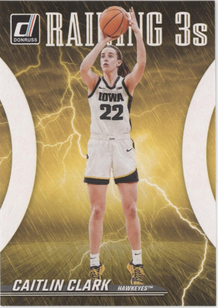 Caitlin Clark 2024 Panini Caitlin Clark Collection Raining 3s White RC #R1