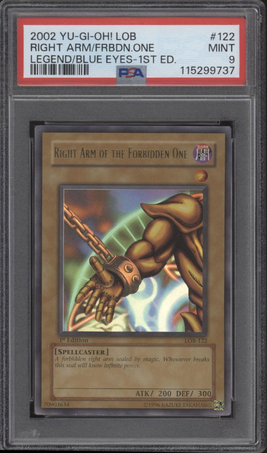 Right Arm of the Forbidden One Yu-Gi-Oh! LOB 1st Edition Glossy #122 PSA 9