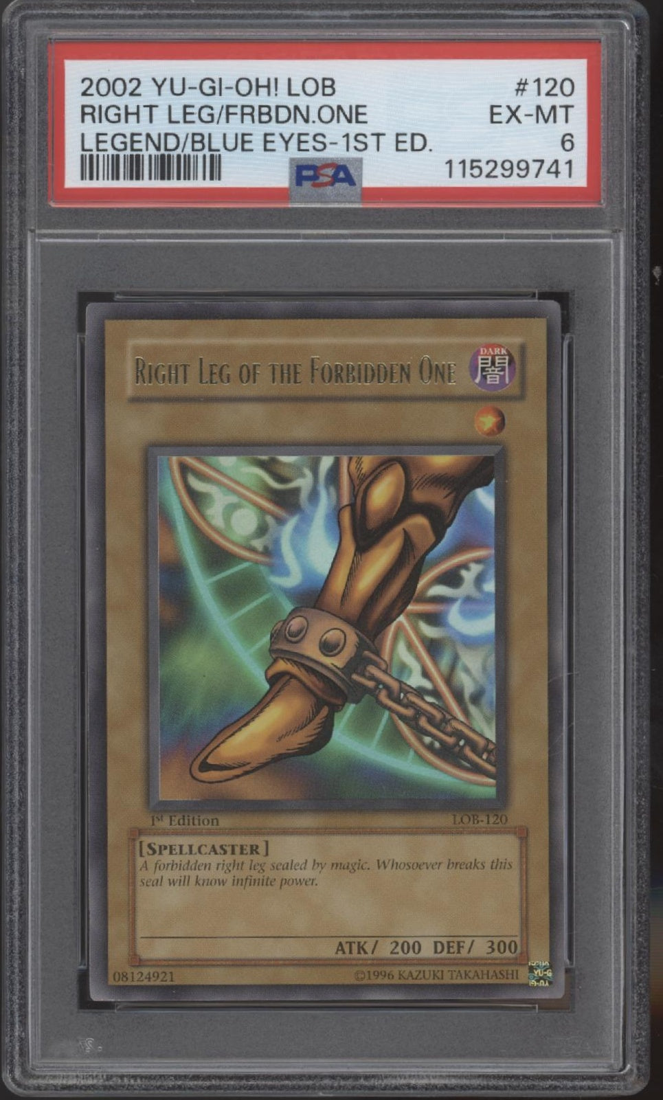 Right Leg of the Forbidden One Yu-Gi-Oh! LOB 1st Edition Glossy #120 PSA 6