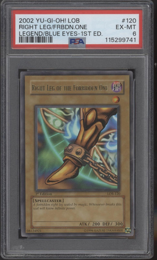Right Leg of the Forbidden One Yu-Gi-Oh! LOB 1st Edition Glossy #120 PSA 6