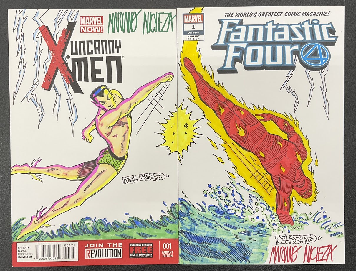 Uncanny X-Men & Fantastic Four Issue #1 Del Beato Mariano Nicieza Sketch Auto #2