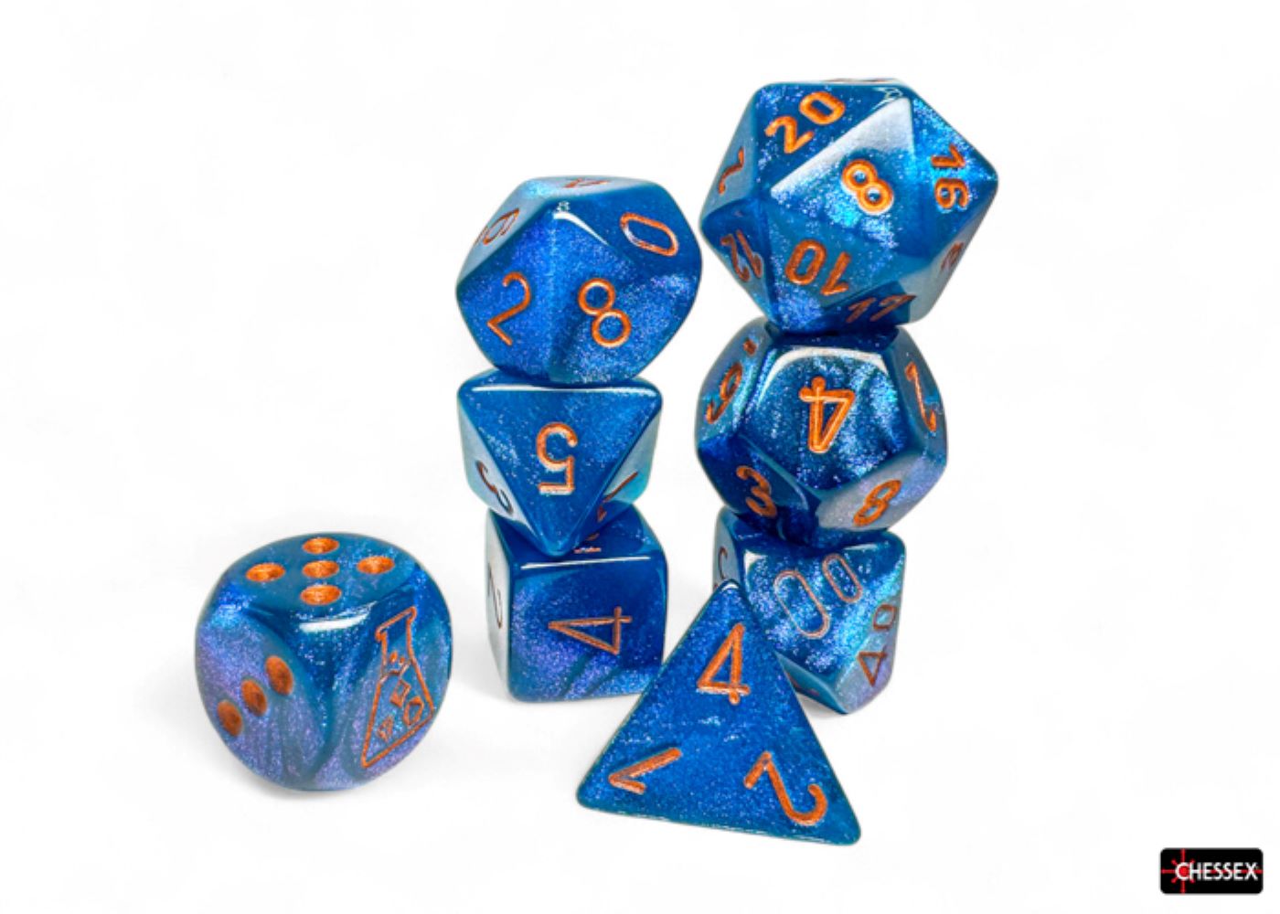 Chessex: Borealis Midnight/Copper 7-Die Set