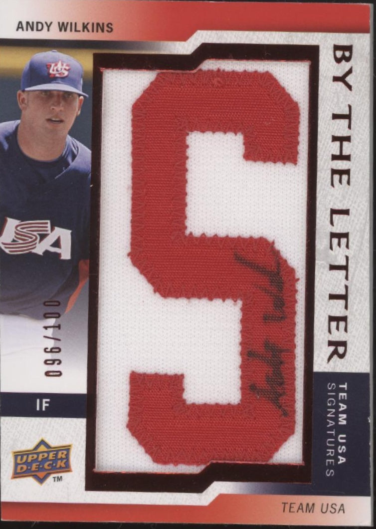 Andy Wilkins 2009 Upper Deck USA By the Letter Swatch Auto 096/100 #BTLU-AW