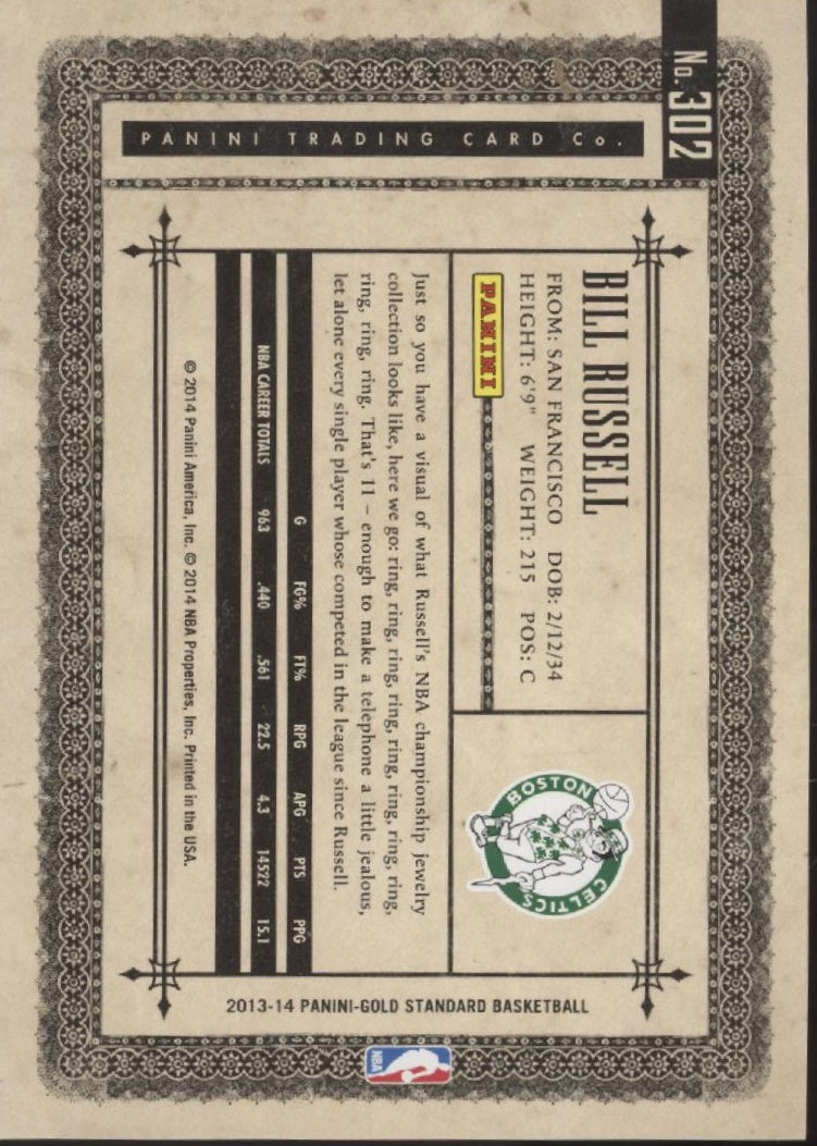 Bill Russell 2013-14 Panini Gold Standard 198/199 #302