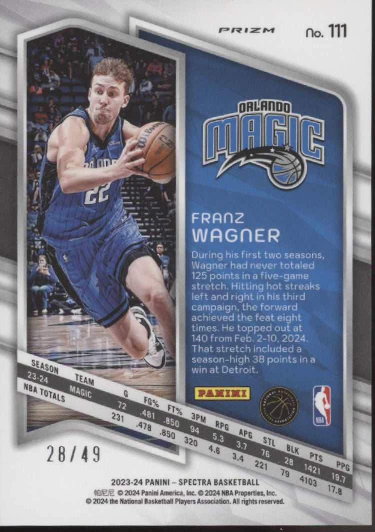 Franz Wagner 2023-24 Panini Spectra Interstellar Prizm 28/49 #111