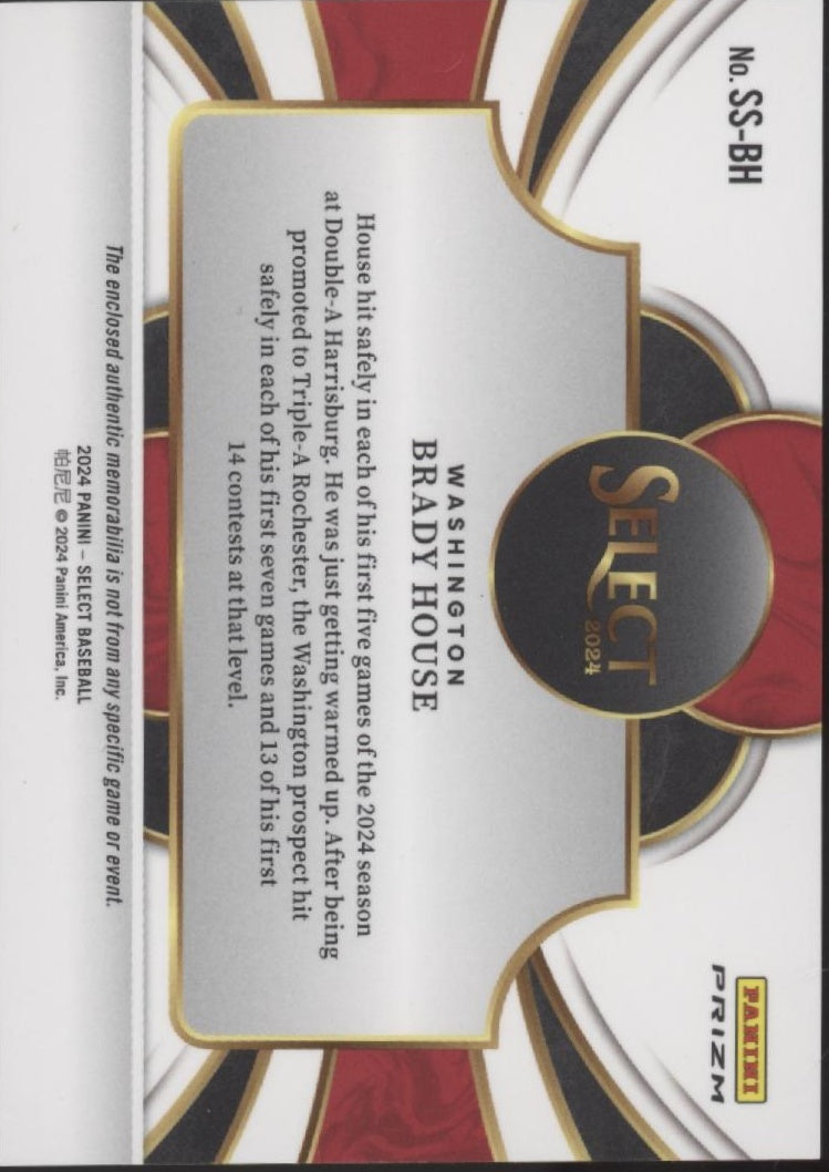 Brady House 2024 Panini Select Shimmer Prizm Swatch #SS-BH