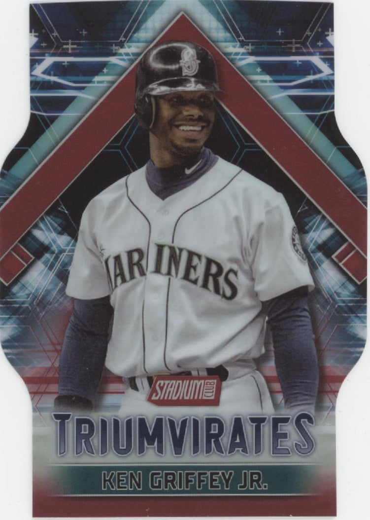 Ken Griffey Jr. 2023 Stadium Club Chrome Triumvirates Die-Cut Red Refractor #T20