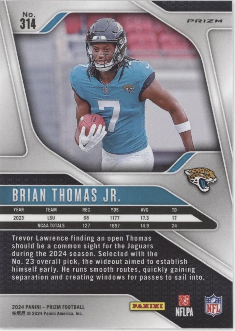 Brian Thomas Jr. 2024 Panini Prizm Green Wave Prizm RC #314