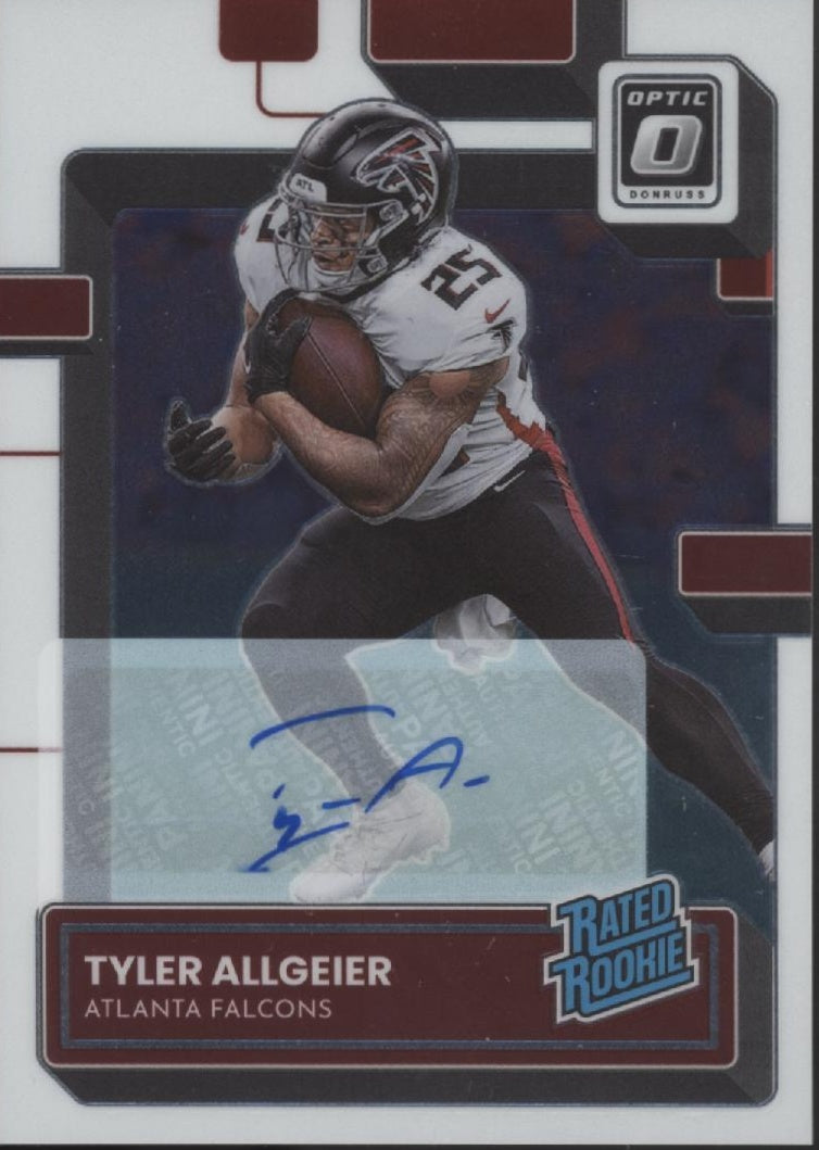 Tyler Allgeier 2022 Panini Donruss Optic Rated Rookie RC Auto 038/150 #278