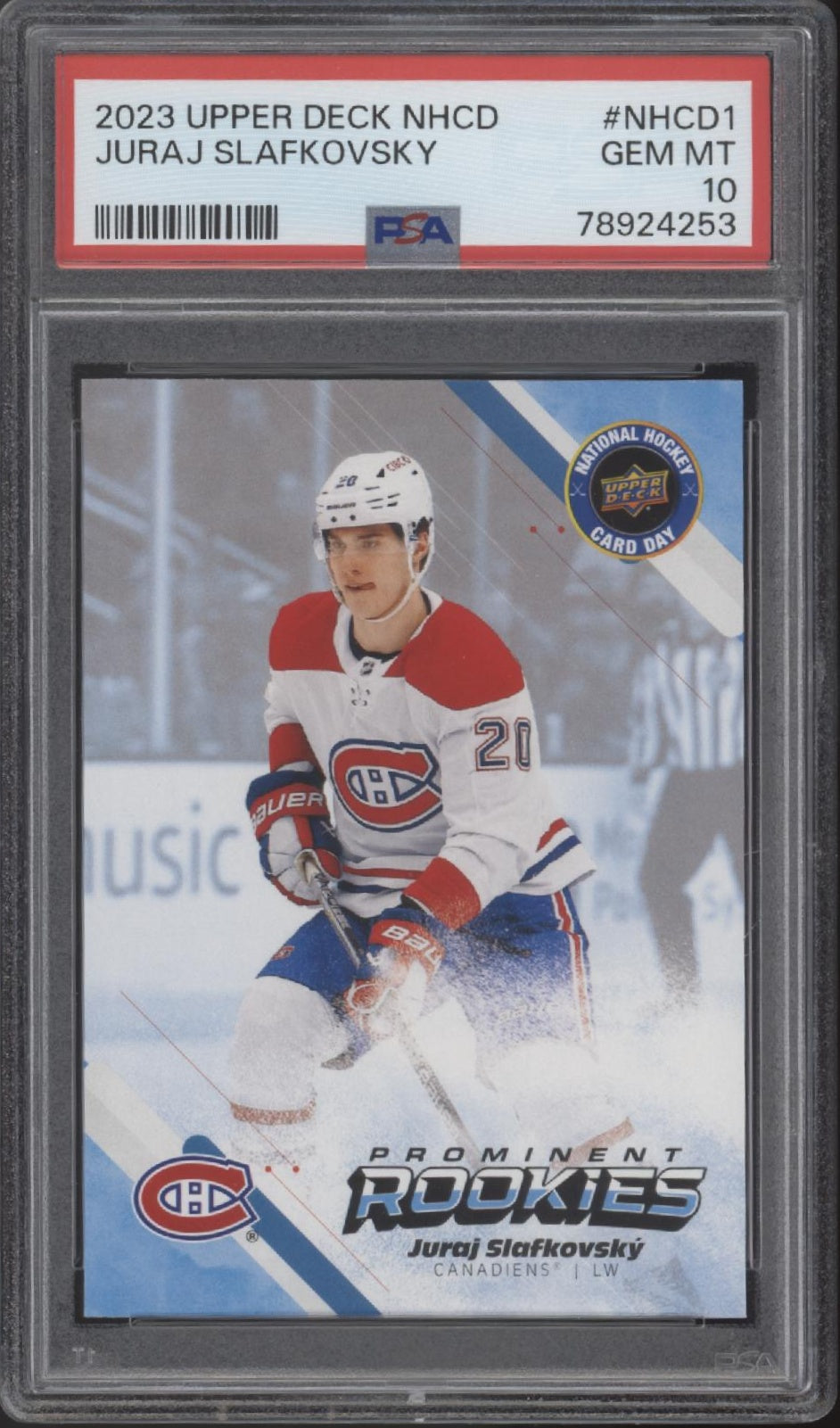 Juraj Slafkovsky 2023-24 UD National Hockey Card Day RC #NHCD-1 PSA 10 #1