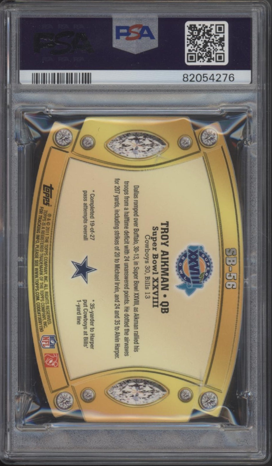 Troy Aikman 2011 Topps Super Bowl Legends Die-Cut #SB-56 PSA 8 #1