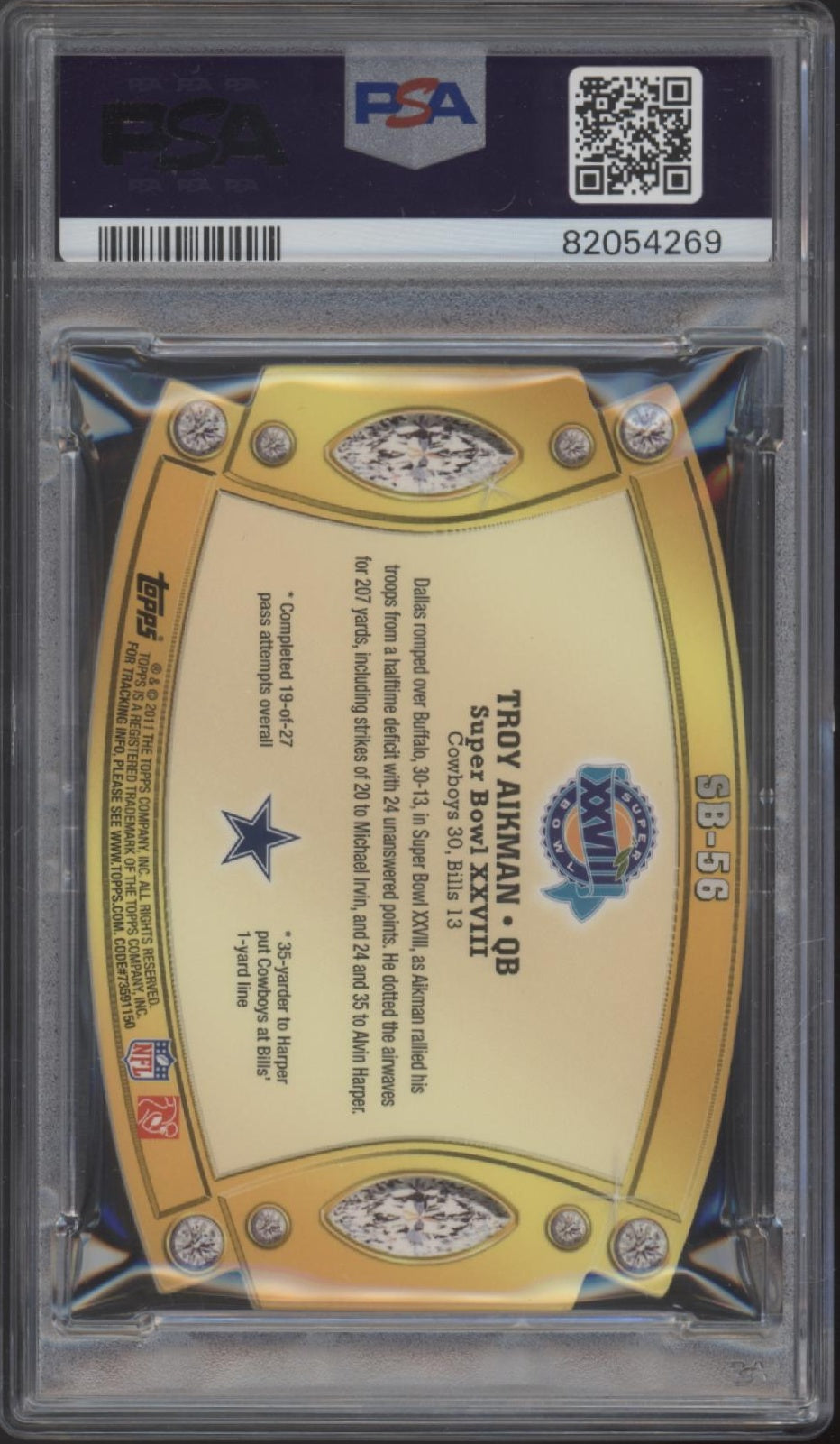 Troy Aikman 2011 Topps Super Bowl Legends Die-Cut #SB-56 PSA 8 #2