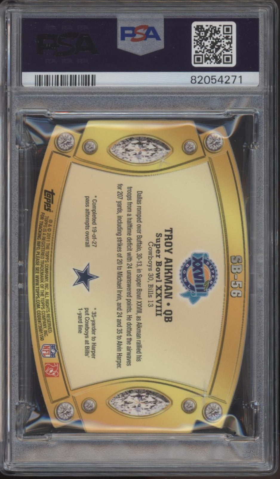 Troy Aikman 2011 Topps Super Bowl Legends Die-Cut #SB-56 PSA 8 #3