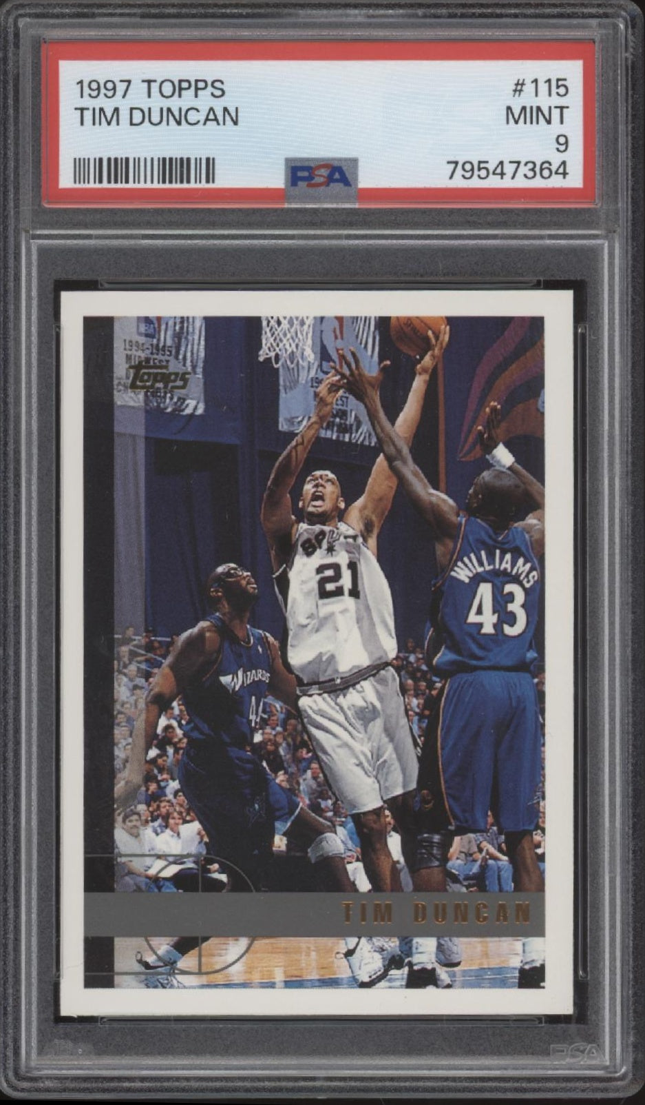 Tim Duncan 1997-98 Topps RC #115 PSA 9 #3
