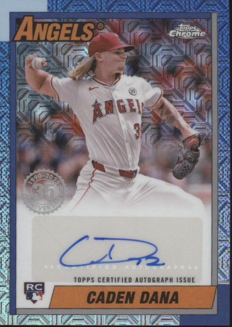 Caden Dana 2025 Topps Chrome 35th Anniversary '90 Blue Mojo Refactor RC Auto