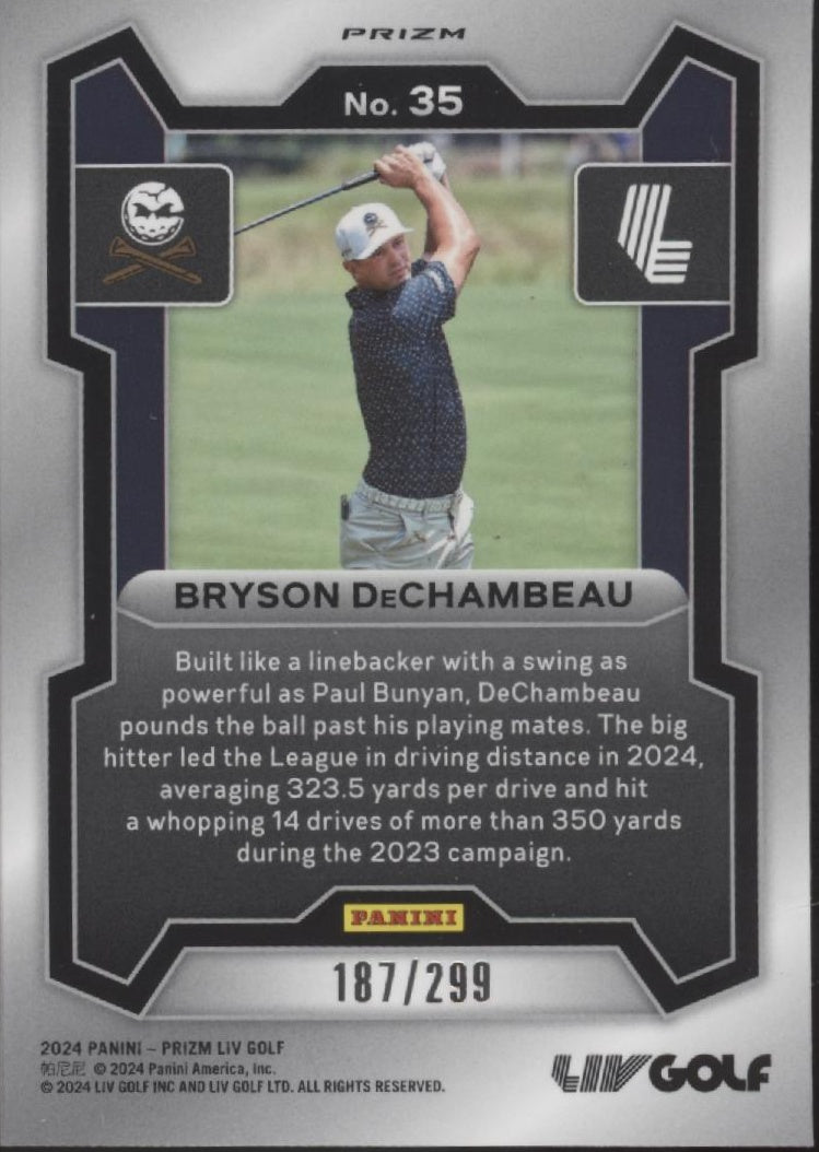 Bryson DeChambeau 2024 Panini Prizm LIV Pulsar Prizm 187/299 #35
